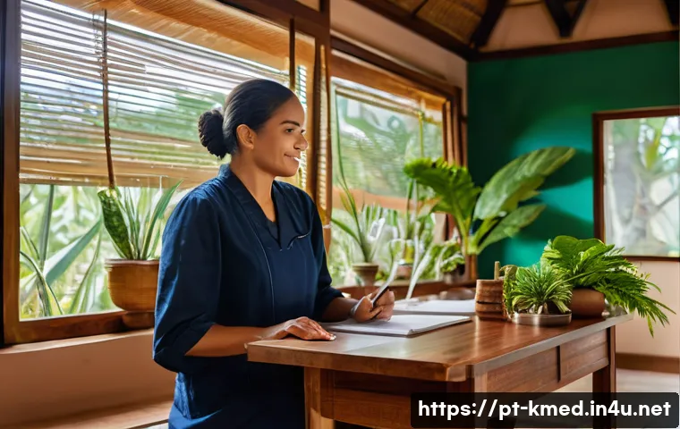 한의사 경력 개발 - A serene and professional traditional medicine clinic interior in Brazil, featuring a warm, inviting...