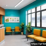 Home 21 한의사 창업 준비 과정 - A modern traditional medicine clinic reception area in a medium-sized Brazilian city, featuring brig...