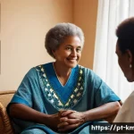 Home 19 한의사와 다문화 환자 관리 - A warm, culturally diverse healthcare setting featuring a compassionate professional actively listen...